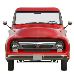 Plakat Red pickup truck on isolated background. Front view. 3rd render.