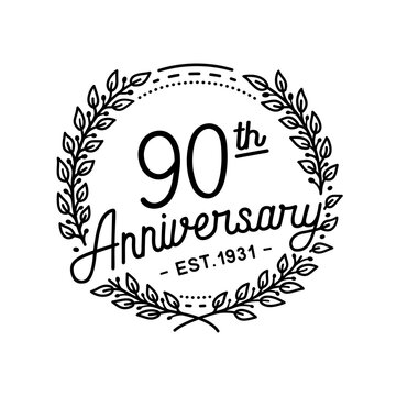 90 years anniversary celebrations design template. 90th logo. Vector and illustrations.