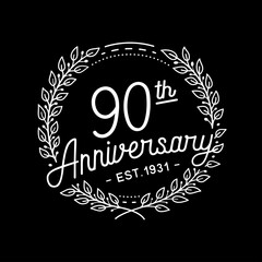 90 years anniversary celebrations design template. 90th logo. Vector and illustrations.