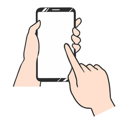 スマホを持つ　タップ