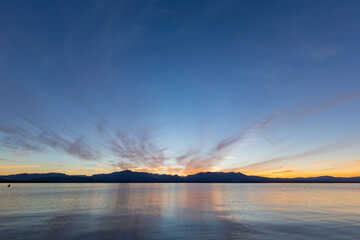Sunset landscape around Nevada Beach of Lake Tahoe