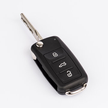 ISTANBUL, TURKEY - JANUARY 27, 2021: car key on white background..