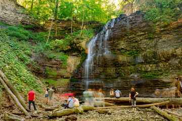 The Tiffany Falls in Spencer Gorge Conservation Area in Hamilton, taken with a low speed, showing...