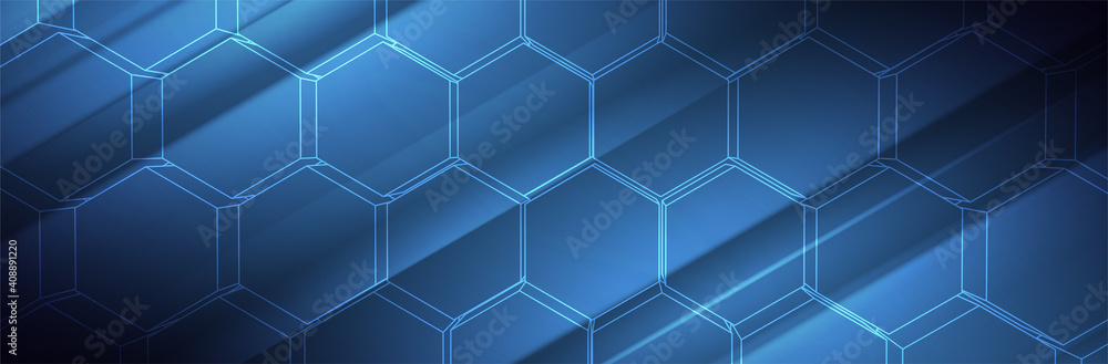 Aufkleber futuristic hexagon background. 3d structure. blue hexagonal pattern. modern vector illustration