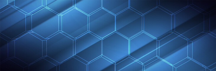 Obraz na płótnie Canvas Futuristic Hexagon background. 3d structure. Blue Hexagonal pattern. Modern vector illustration