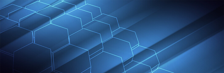 Futuristic Hexagon background. 3d structure. Blue Hexagonal pattern. Modern vector illustration