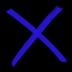 X bleu foncé sur fond noir