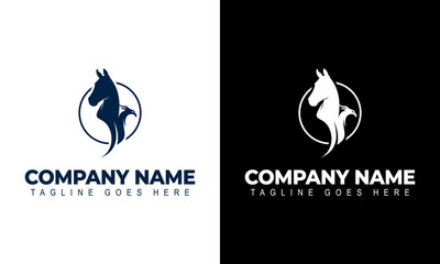 Vector illustration of creative logo design graphics. Horse and eagle vector template