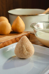 Uncooked brazilian croquette (coxinha de frango) - Close-up