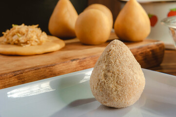 Uncooked brazilian croquette (coxinha de frango) - Close-up