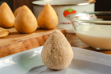 Uncooked brazilian croquette (coxinha de frango) - Close-up