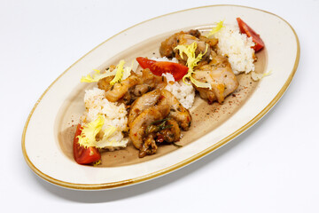 Chicken curry with jasmine rice, indian food concept