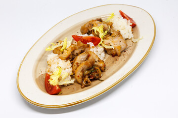 Chicken curry with jasmine rice, indian food concept