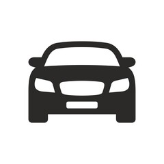 Car icon. Car front view. New car. Vector icon isolated on white background.
