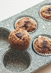 Carrot muffins with nuts and raisins.