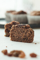 Carrot muffins with nuts and raisins.