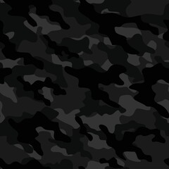 Dark Military camo seamless pattern. Forest background on textile. Stylish new design. Ornament. Vector