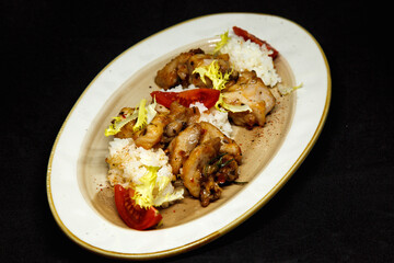 Chicken curry with jasmine rice, indian food concept