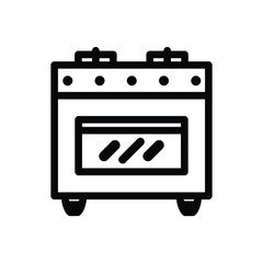 thin line gas stove icon with shadow. concept of combined heater, dinner cooking, bake, indoor preparation, fully equipped. flat style trend modern logo graphic design on white background