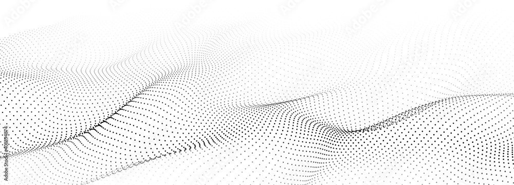 Poster vector wave of dark particles on white background. technology backdrop. pattern for presentations. v