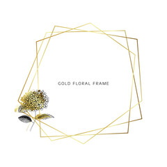 Geometrical gold frame design with floral decoration