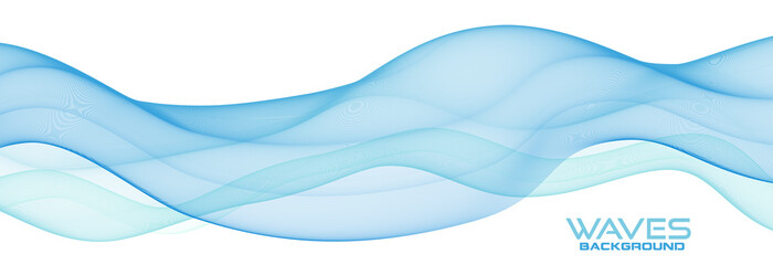 Transparent bluish waves on white. Subtle vector graphics