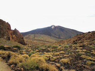 Breathtaking volcanic landscape with El Teide volcano. Las Canadas Teide National Park Tenerife...