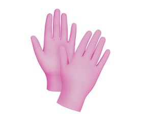 Medical gloves.Two blue surgical gloves isolated on white background with hands. Rubber glove manufacturing, human hand is wearing a latex glove. Doctor or nurse putting on protective gloves