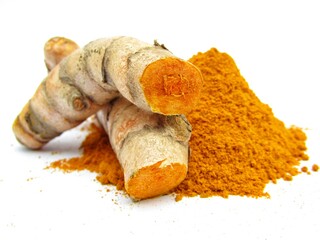 Turmeric root with powder