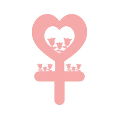 pink venus symbol with one heart and roses © Grgroup
