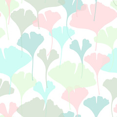 Floral seamless pattern with ginkgo biloba leaves. 