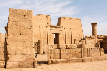 Ruins in front of Horus temple in Edfu