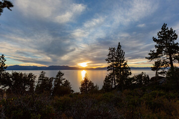 Sunset landscape of Lake Tahoe