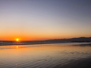 Beach sunset in Venice, CA in winter