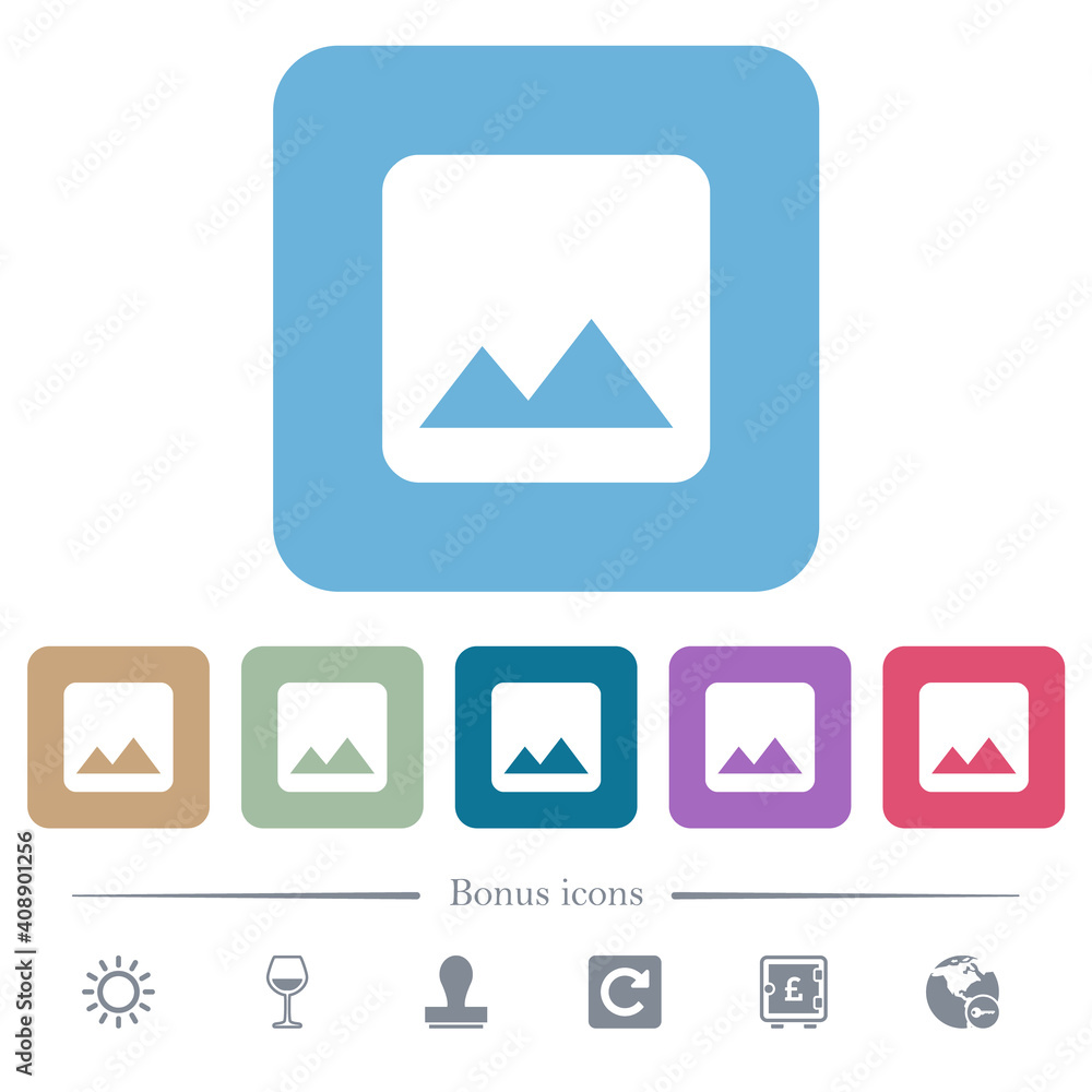 Poster single image flat icons on color rounded square backgrounds