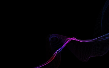 Dark abstract background with a glowing abstract waves