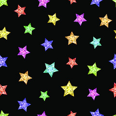 Colorful crystal stars background. Seamless vector illustration. 