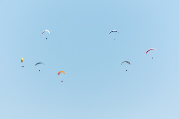 Paragliders over the mountains, Parque Natural da Arrábida, Setúbal, Portugal