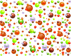 Colorful chaotic beads and pearls. 3D vector illustration. 