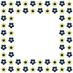 Frame with crystal flowers, beads and rhinestones.  3D vector illustration.