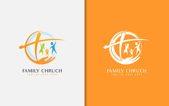Family Church Logo Design. Usable For Business, Community, Foundation, Tech, Services Company. Vector Logo Design Illustration.