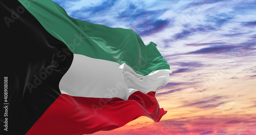 Large Kuwait flag waving in the wind