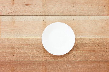 Plate to put food on it with wooden background.