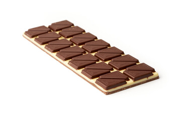 Whole bar of chocolate isolated on white background