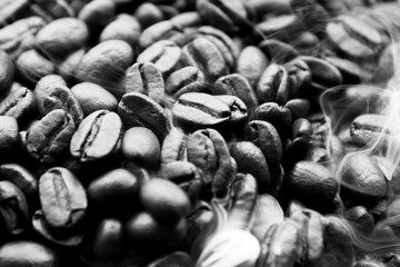 Macro of roasted coffee beans 