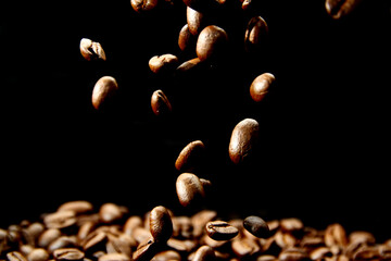 Macro of roasted coffee beans 
