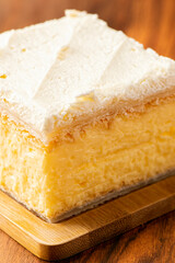 Delectable vanilla slice with custard and buttercream icing