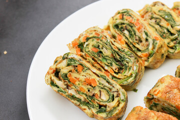 Delicious healthy fresh egg roll for breakfast
