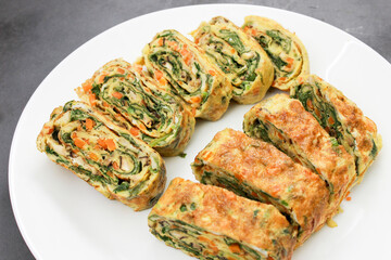 Delicious healthy fresh egg roll for breakfast
