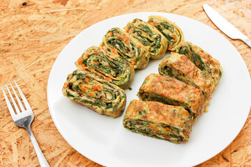 Delicious healthy fresh egg roll for breakfast
